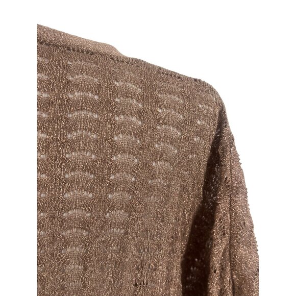 Y2K Charolette Russe Shimmery Bronze Dolman Sleeve Button Front V-Neck Cardigan - Picture 8 of 12